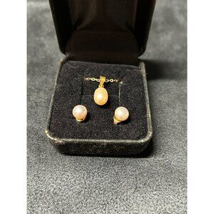 Genuine pearl and earring set in original box
